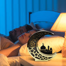 Wooden Hollow ?Moon Mosque Lights Ramadan Festival Desktop Ornament Decorat