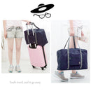 Solid Color Waterproof Foldable Travel Bag Portable Luggage Bag (Navy Blue)