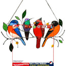 Color Birds on A Wire, Stained Glass  Window Hanging Panel (2) Newly