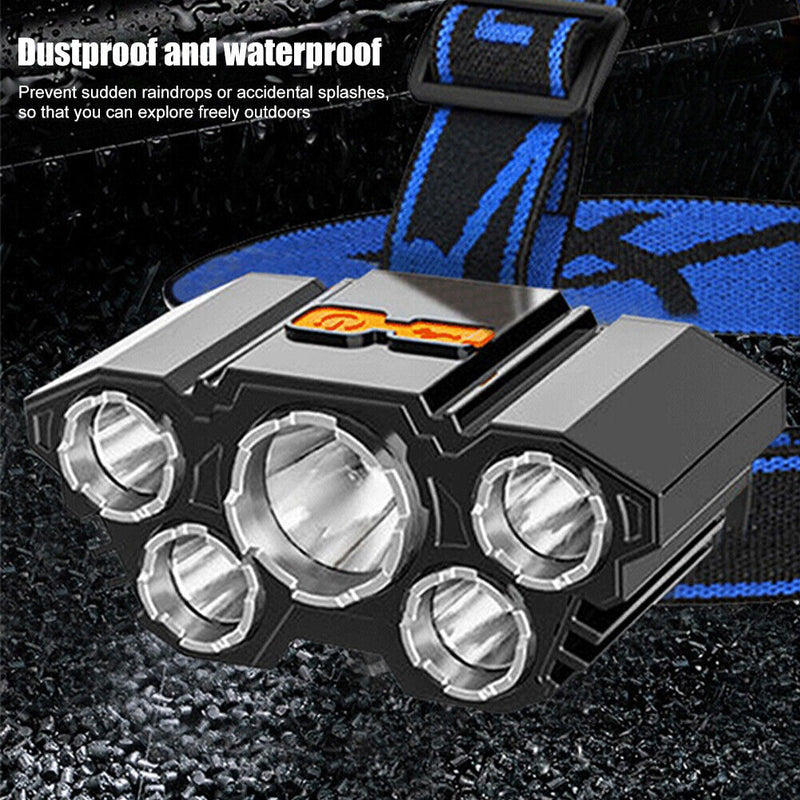 5 LED Headlamp Waterproof 4 Modes 350LM Outdoor Fishing Lighting Headlight Newly
