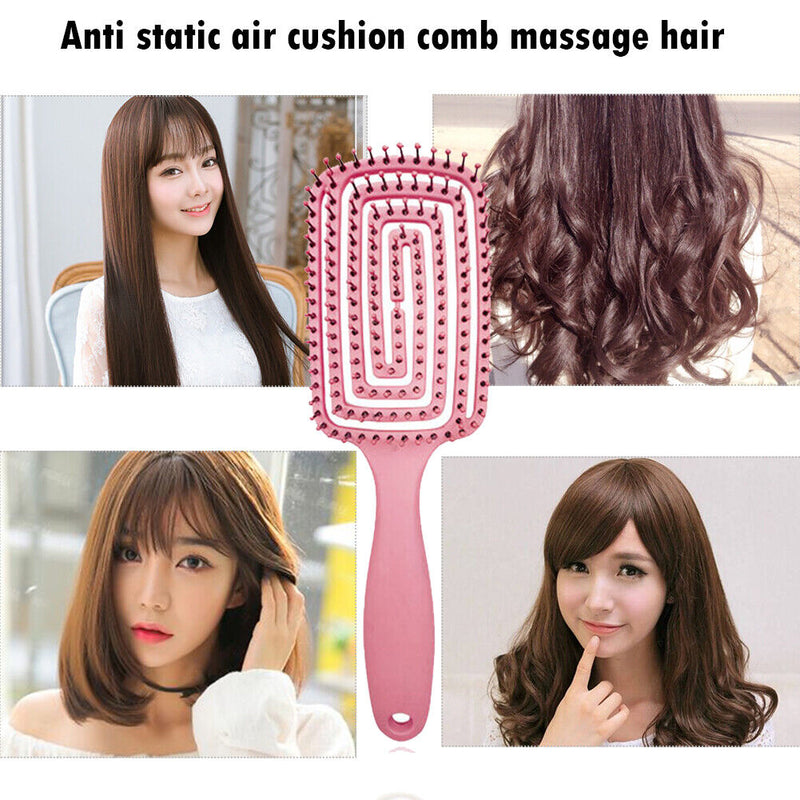 Massager Comb Wide Teeth Anti-static Salon Styling Smooth Hair Combs(Pink)