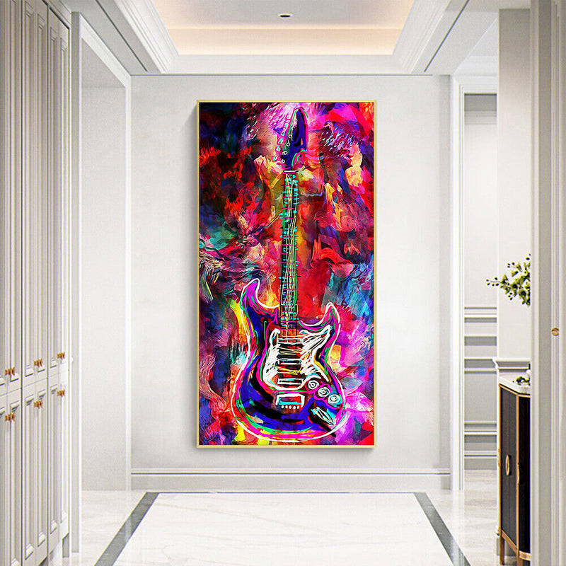 Abstract Guitar Oil Paint By Numbers Kit DIY Handpainted on Canvas Wall Unframed