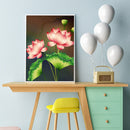 Handmade Craft Diamond 5D Drill Pink Lotus DIY Painting Full Picture Round Kit