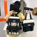 4pcs/Set Women Canvas Backpacks College Teenager Rucksack Mochila Shoulder Bags
