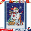 14CT Stamped DIY Midnight Snowman Cross Stitch Canvas Needlework (C495)
