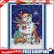 14CT Stamped DIY Midnight Snowman Cross Stitch Canvas Needlework (C495)