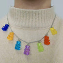 Necklace Jewelry Handmade Candy Colors Cute Cartoon Pendant Bear Chain N4Z8