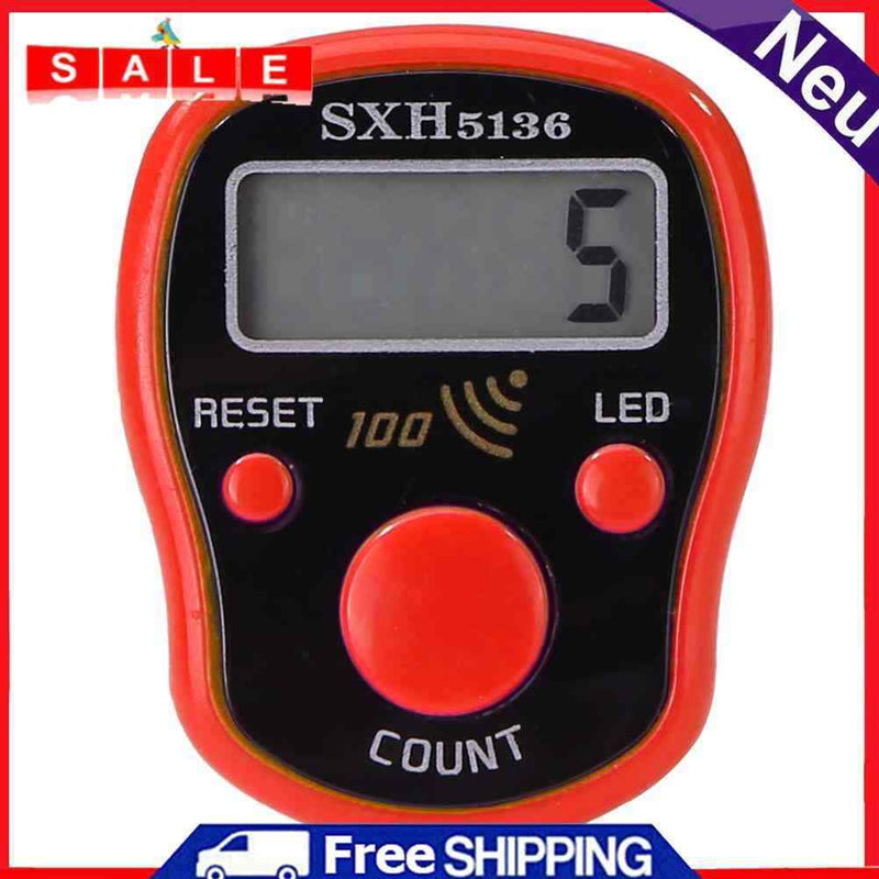 0-99999 LCD Finger Counter LED Luminous Electronic Tally Counter (Red)