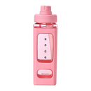 Water Bottle with Straw 700ml Drinking Bottle Square Cute Water Jug (Pink)