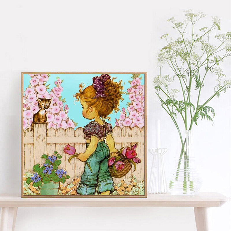 Kids Girl 5D DIY Full Drill Round Diamond Painting Rhinestone Mosaic Picture Set