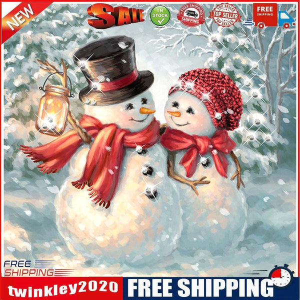 5D DIY Full Round Drill Diamond Painting Christmas Snowman for Home Decor