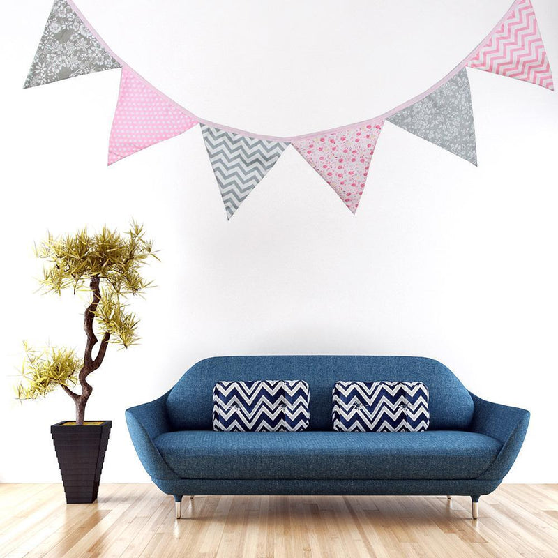 12 Flags Triangular Red Flag Bunting Wedding Birthday Party Home Decoration