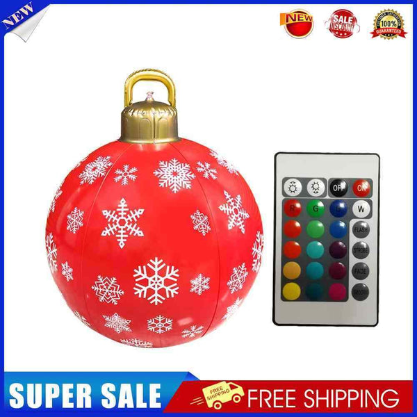 Christmas Inflatable Ball 16 Colors LED Tree Hanging Ornaments (Red Snowflake)