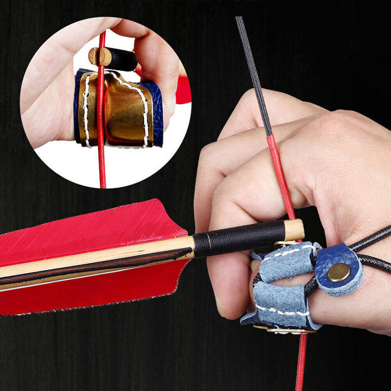 Thumb Finger Tip Protector Practice Archery Pull Arrow Guard Rings (Blue)