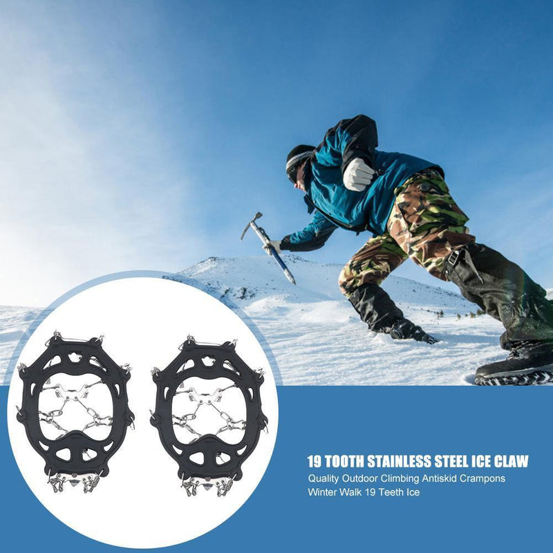 19 Teeth Crampons Anti Slip Outdoor Climbing Walk Traction Cleats Ice Snow Gr