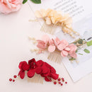 Jewelry Romantic Bridal Clips Bridesmaid Tiara Red Flower Hair Pin  Hair Combs