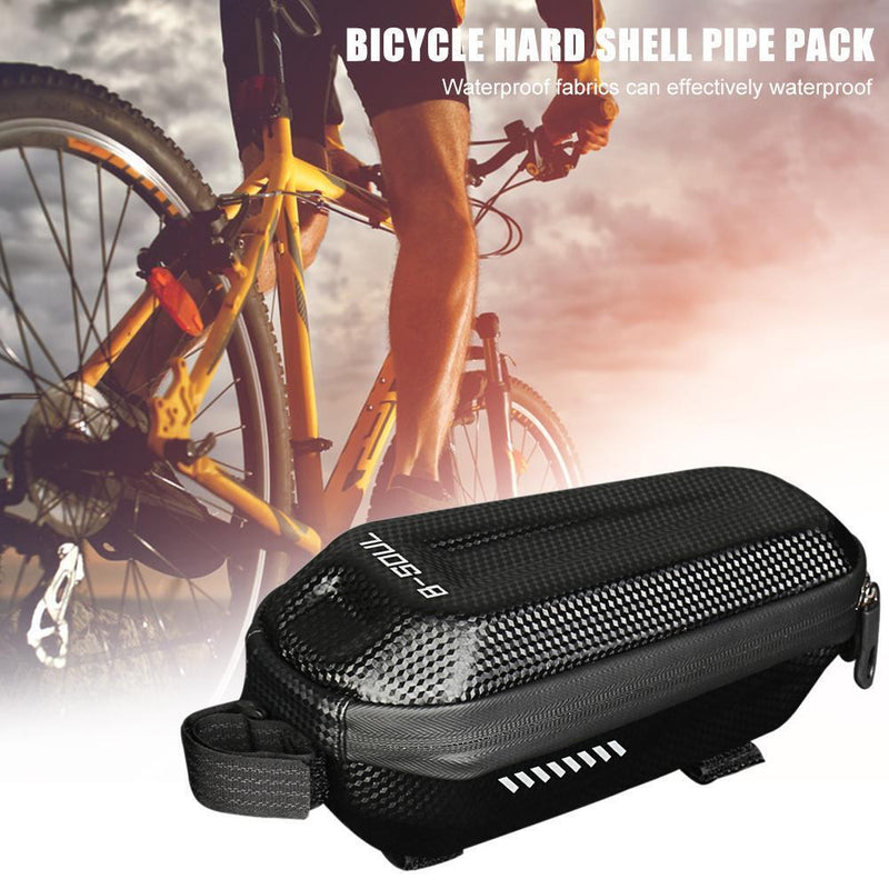 1pc Outdoor Cycling Tackles Waterproof Bike Hard Shell Front Top Tube Bag Black