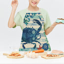 Crab Print Apron Household Cooking Kitchen Chef Dinner Apron Bib Anti Oil Splash