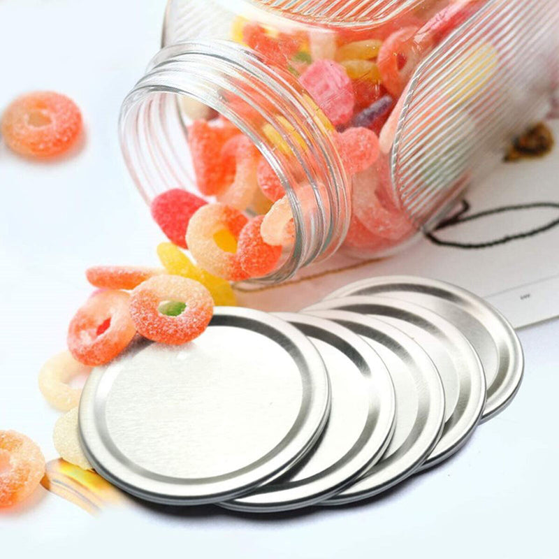 Metal Mason Jar Lids-Food Grade Airtight Silicone Seal Regular Mouth Can Lids