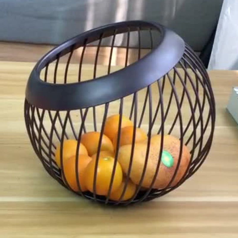 Style Modern Home Storage Basket Woven Iron Wire Hollow Storage Fruit Plate