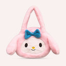 Women Lovely Plush Cartoon Rabbit Tote Bag Casual Purse Handbags (Black S)