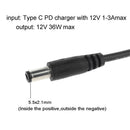 LED Light Type C Cable PD to DC 12V 2.5/3.5/4.0/5.5mm Adapter USB C Conveter