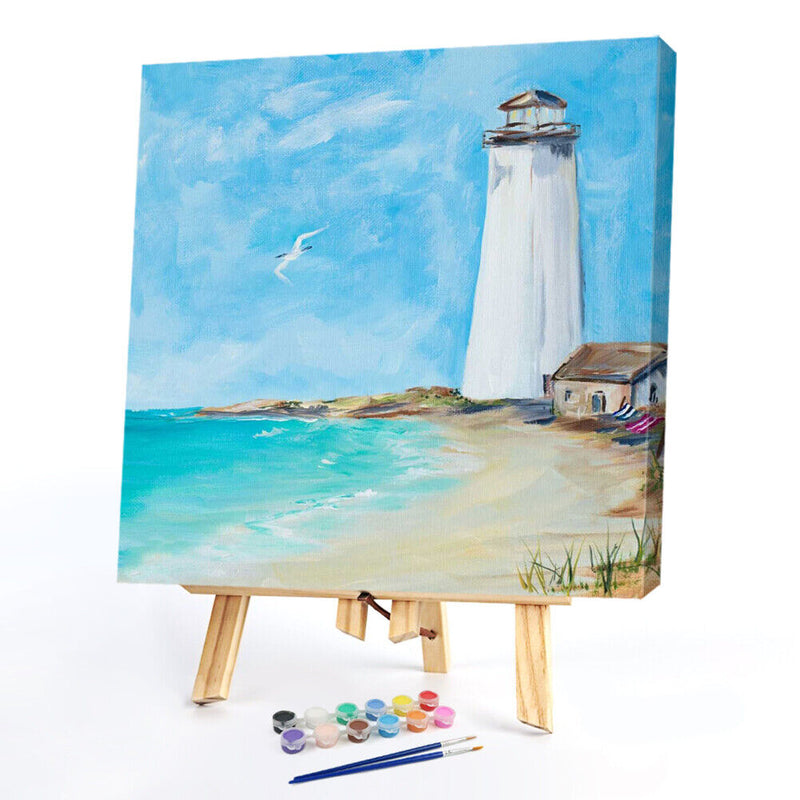 20X20cm Frameless Oil Paint By Numbers Lighthouse Paint Canvas Picture Crafts