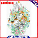 Partial Embroidery Cats Play Butterflies Printed Cross Stitch 3-Beach 11CT Kit