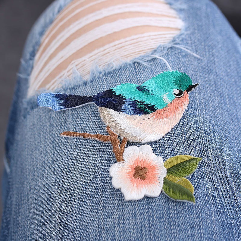 Women Craft Motif Beautiful Applique Patch Sew/Iron on Birds Sewing Embroidered