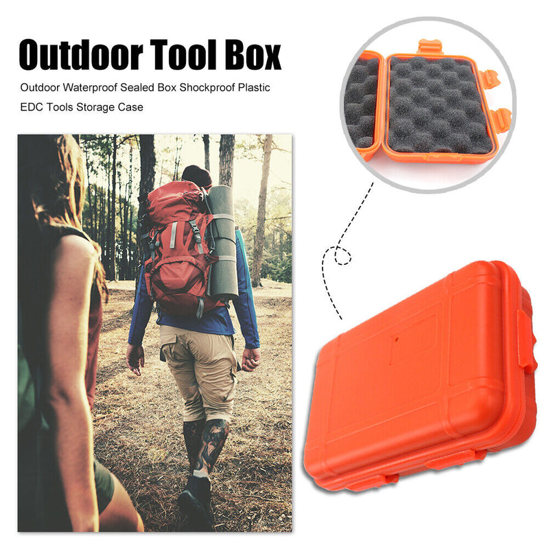 Outdoor Waterproof Sealed Box Shockproof EDC Tools Storage Case (Orange M) Newly