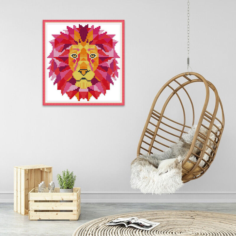 Printed Canvas Cross Stitch 14CT Embroidery Needlework Sets (DA420 Lion)