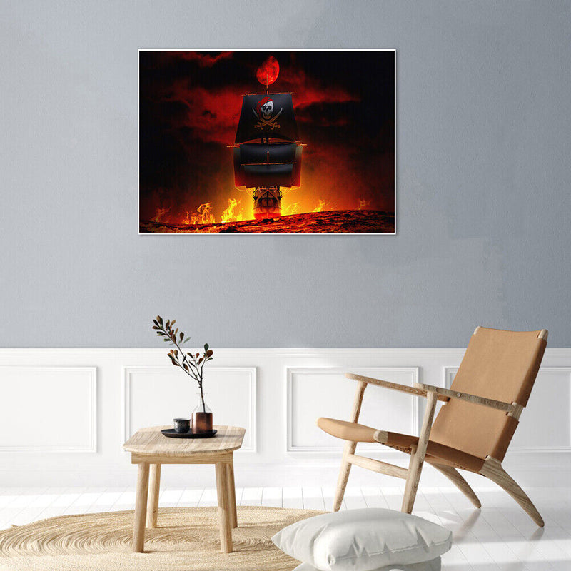 Hand Painted on Canvas DIY Pirate Ship Oil Paint By Numbers Drawing Ornament Kit
