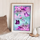 Flowers and Butterflies Oil Paint By Numbers DIY Handpainted on Canvas Wall Arts