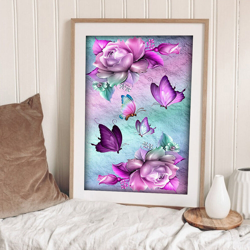 Flowers and Butterflies Oil Paint By Numbers DIY Handpainted on Canvas Wall Arts