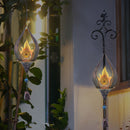 Metal Iron Art Solar Powered Flame LED Lights Hanging Wind Chimes Windows Decor