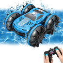 2.4GHz 4WD RC Stunt Car Boat Toys Double Sided Amphibious Vehicles (Blue)