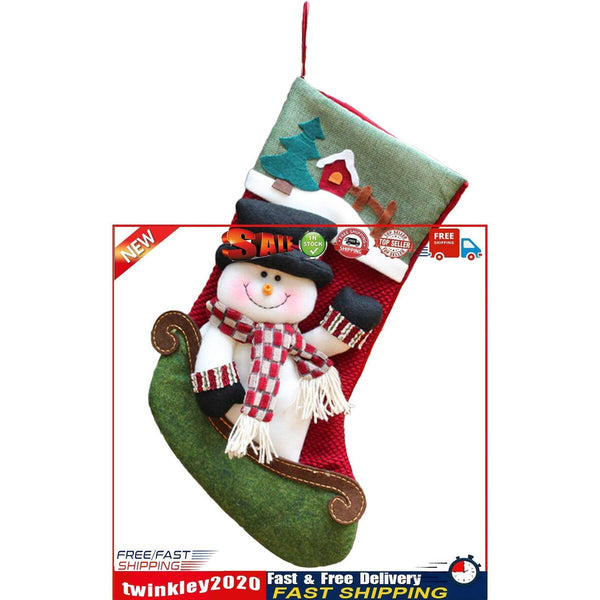 Christmas Stockings Gifts Bag Big Plush Socks Bags Xmas Socks (Snowman) Newly