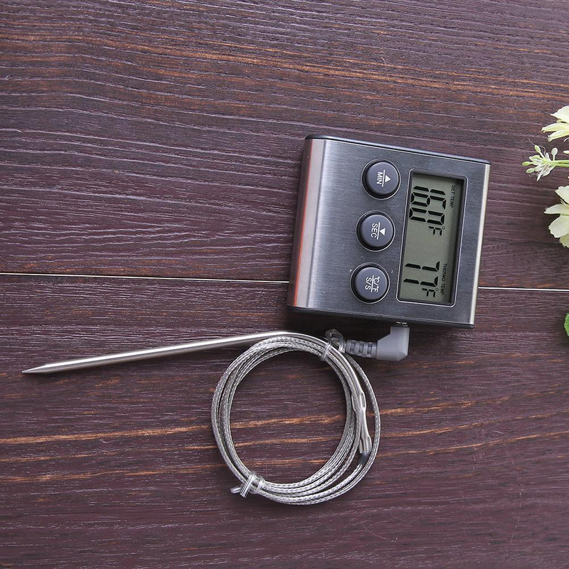 Digital Display Food Thermometer Probe Meat Timer Meter Cook Kitchen Tools