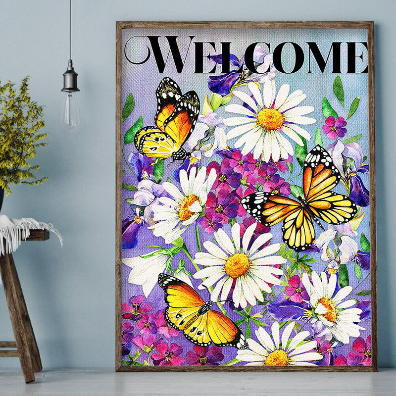 Butterfly Flowers Diamond Painting Full Round Rhinestone Wall