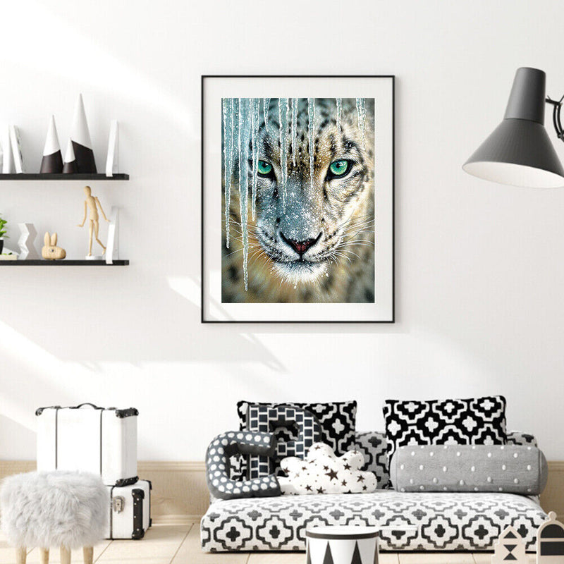 5D DIY Diamond Painting White Tiger Full Drill Rhinestone Mosaic Art Picture