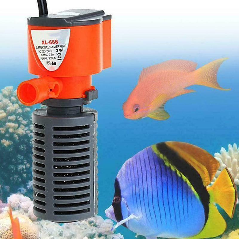 3 in 1 Aquarium Filter Submersible Oxygen Internal Tank Air Pump Water Fish
