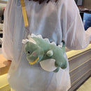 Women Mini Plush Shoulder Crossbody Bag Cartoon Cute Dinosaur Money Phone Bag