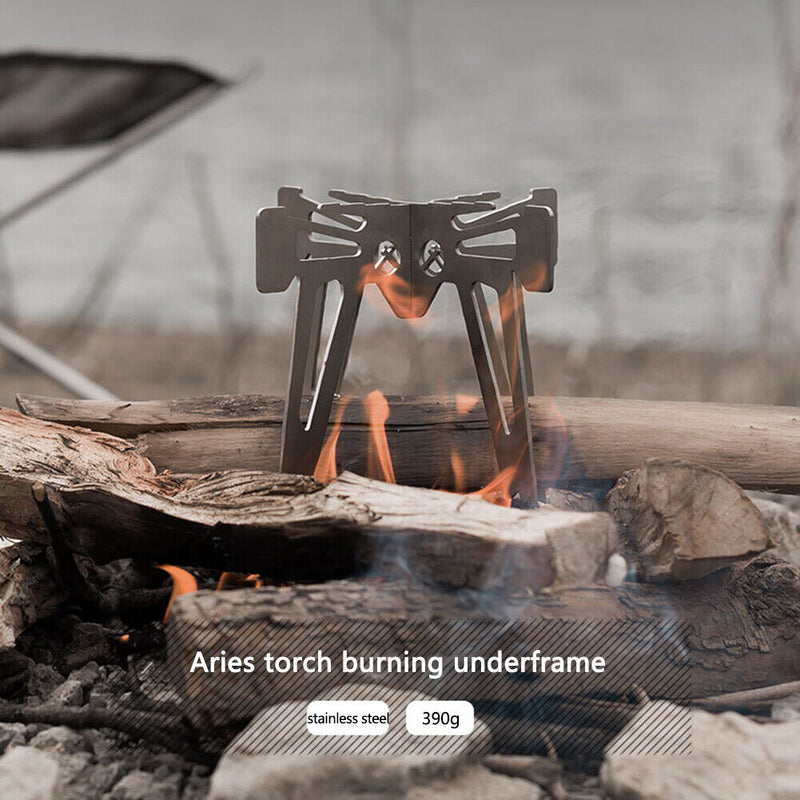 Qvien Camping Stove Stainless Steel Furnace Stove Multifunctional for Picnic BBQ