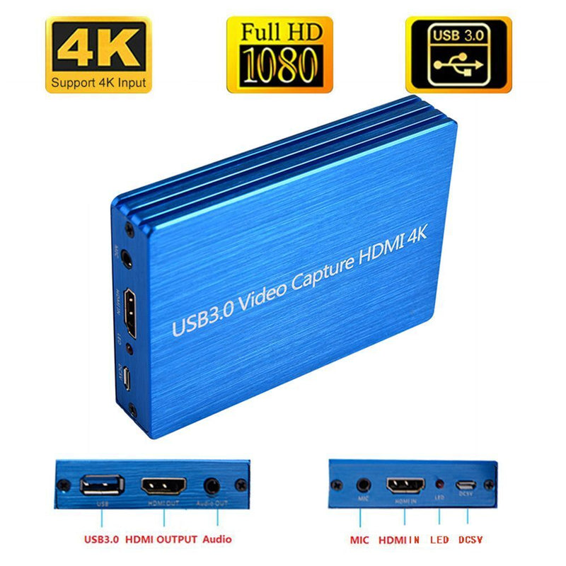 DSLR Camcorder 4K HD HDMI-compatible USB 3.0 Loop-out Video Capture Card