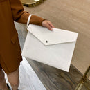 Women Felt Solid Color Envelop Bag Large Capacity Clutch Bags (White)