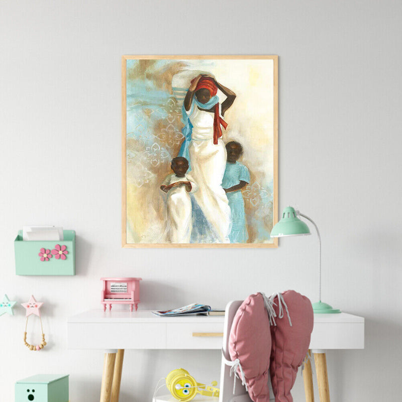 Black Mother and Son Oil Paint By Numbers Kit DIY Home Decoration Gift Wall A