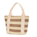 Fashion Straw Striped Women Handbags Woven Beach Tote Shopper Purse (Khaki)