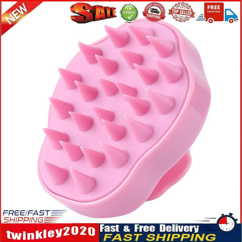 Silicone Hair Washing Comb Brush Head Scalp Massage Brush (Pink) Newly