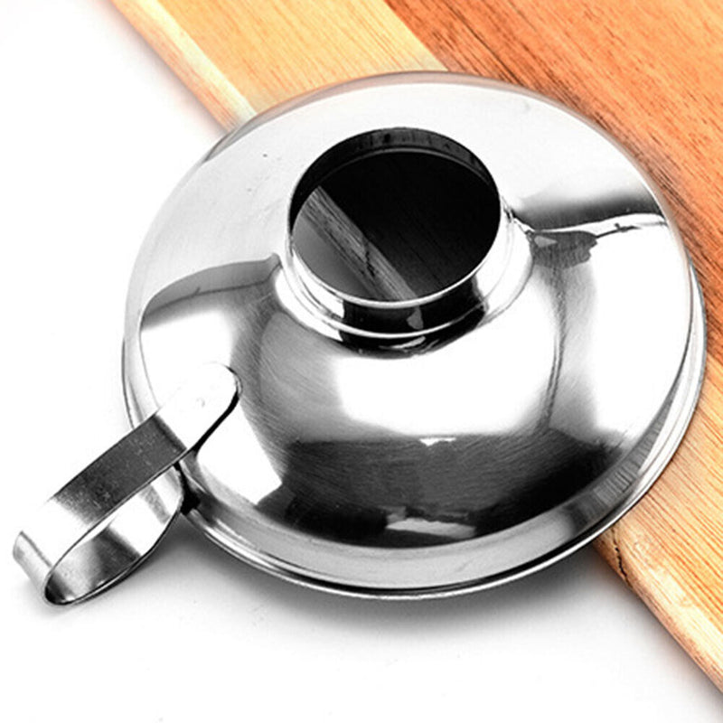 Wide Mouth Liquid Funnel Stainless Steel Canning Flask Hopper Filter (L)