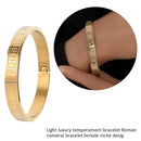 Luxury Cuff Bracelet Carving Roman Numeral Jewelry Birthday Gift for Men Wo